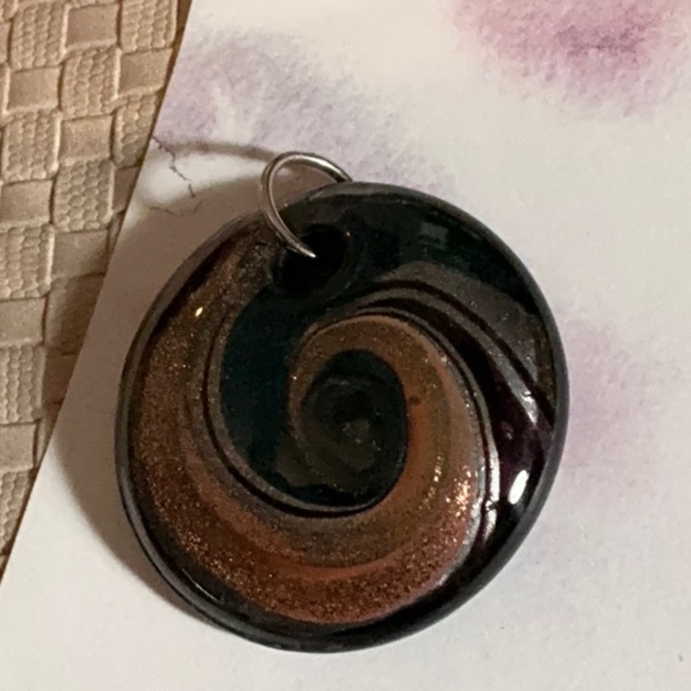 Glass Swirled Pendant with Black and Brown Accents
